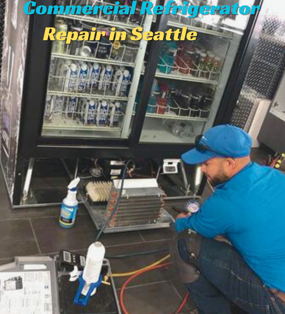 Technician providing commercial refrigerator repair services in Seattle, WA.